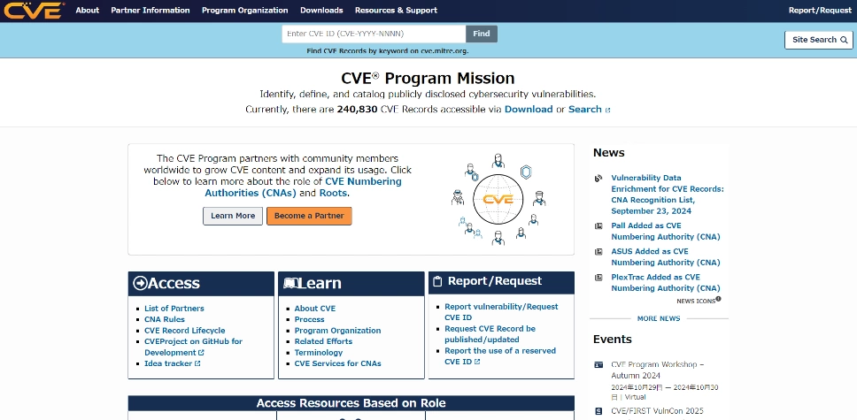 図：CVE公式ウェブサイト