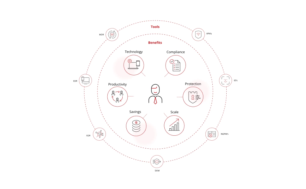 Illustration of different services offered.